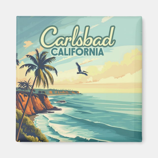 Carlsbad California San Diego Beach Vintage Magnet (Front)
