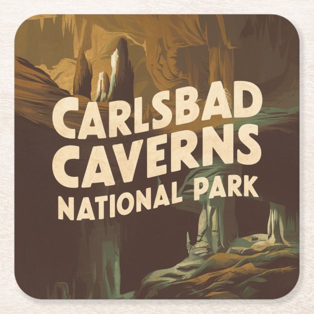 Carlsbad Caverns National Park Cave Square Paper Coaster (Front)