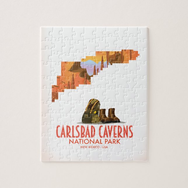 Carlsbad caverns national park new mexico map jigsaw puzzle (Vertical)