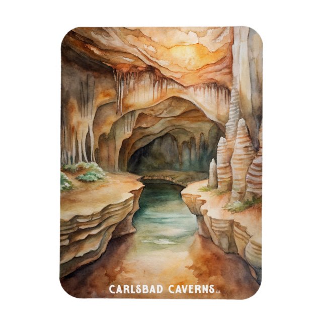 Carlsbad Caverns National Park Watercolor Painting Magnet (Vertical)