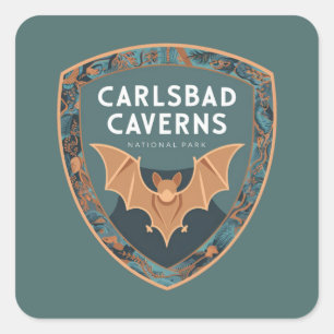 Carlsbad Caverns US National Park Bat Emblem Square Sticker