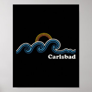 Carlsd California Ca Sufing Waves Sunset Vintage  Poster