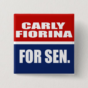 CARLY FIORINA FOR SENATE 15 CM SQUARE BADGE