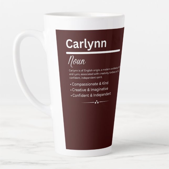 Carlynn Personalized Girl Name Latte Mug (Left)