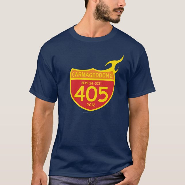 CARMAGEDDON 2 the 405 ON FIRE! (dark shirt) T-Shirt (Front)
