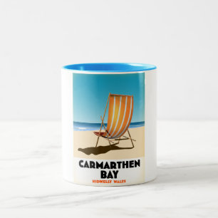 Carmarthen Bay Kidwelly Wales Seaside poster Two-Tone Coffee Mug