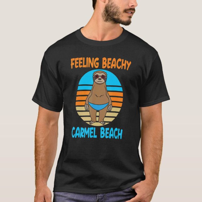 Carmel Beach Vacation  Fun Sloth T-Shirt (Front)