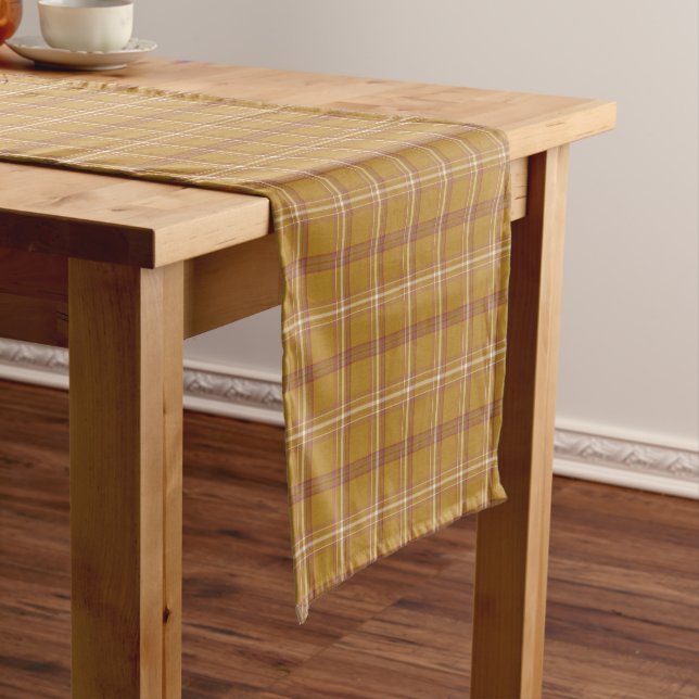 Carmel Brown Plaid Classic Pattern Table Runner (In Situ)