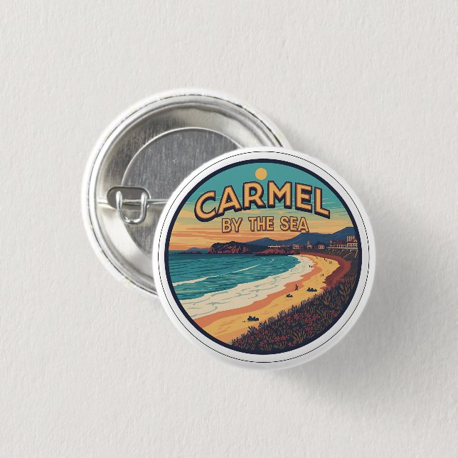 Carmel by the sea beach california pacific coast 3 cm round badge (Front & Back)
