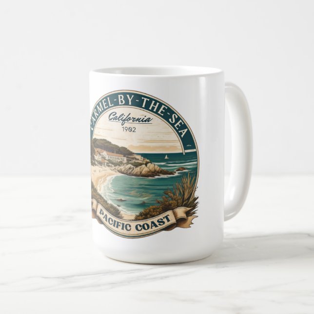 Carmel by the sea beach california pacific coast coffee mug (Front Right)