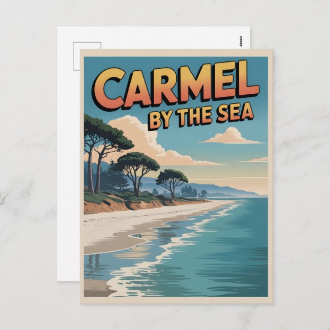 Carmel by the sea beach california pacific coast holiday postcard (Front/Back)