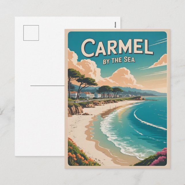 Carmel by the sea beach california pacific coast holiday postcard (Front/Back)