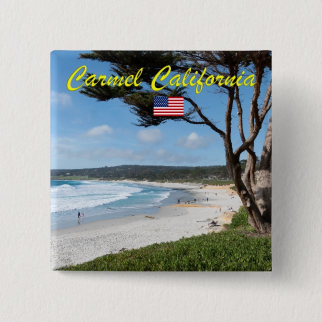 CARMEL BY THE SEA - MONTEREY CALIFORNIA USA 15 CM SQUARE BADGE (Front)