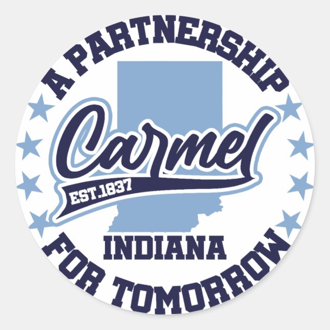 Carmel,Indiana Classic Round Sticker (Front)
