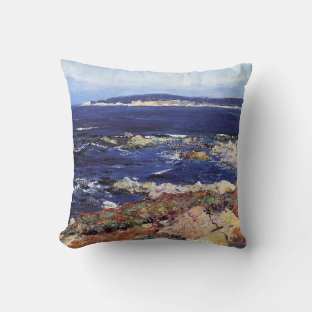 Carmel Seascape by Guy Orlando Rose Cushion (Front)