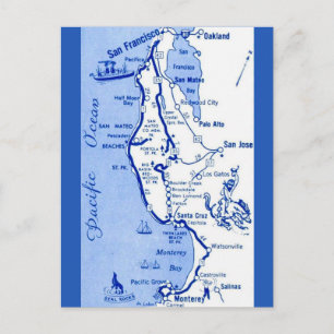 "Carmel to San Francisco Map Postcard