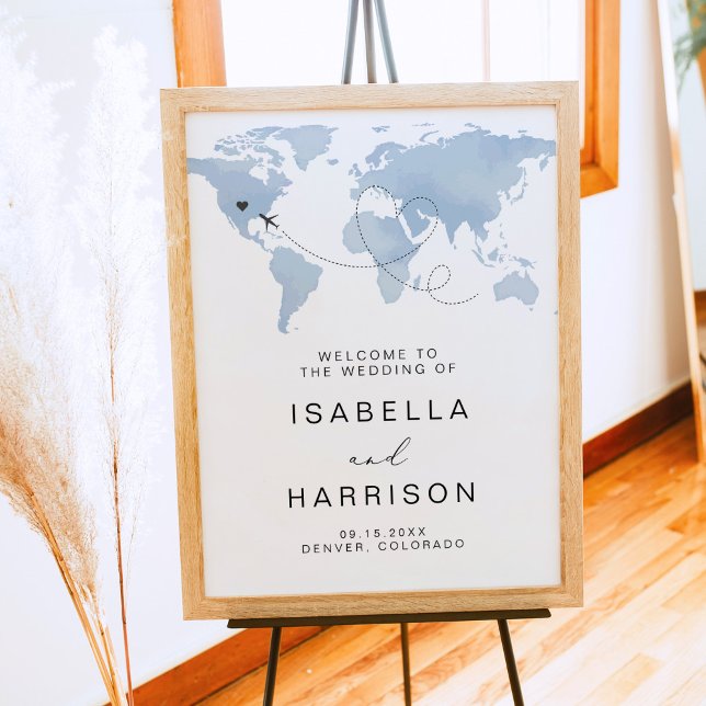 CARMEN Blue Map Destination Wedding Welcome Poster (Creator Uploaded)