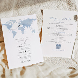 CARMEN Destination Blue Map Wedding Details Invita Invitation