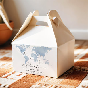 CARMEN Dusty Blue Map Adventure Baby Shower Favour Box