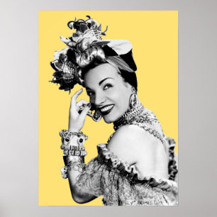 Carmen Miranda Portrait Black and White Artwork fo Poster