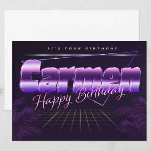 Carmen Name Vorname lila retro Karte Geburtstag Card