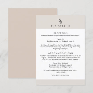 CARMEN Passport Style Monogram Wedding Details Invitation
