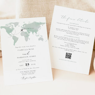 CARMEN Sage Destination Watercolor Map Travel Invitation