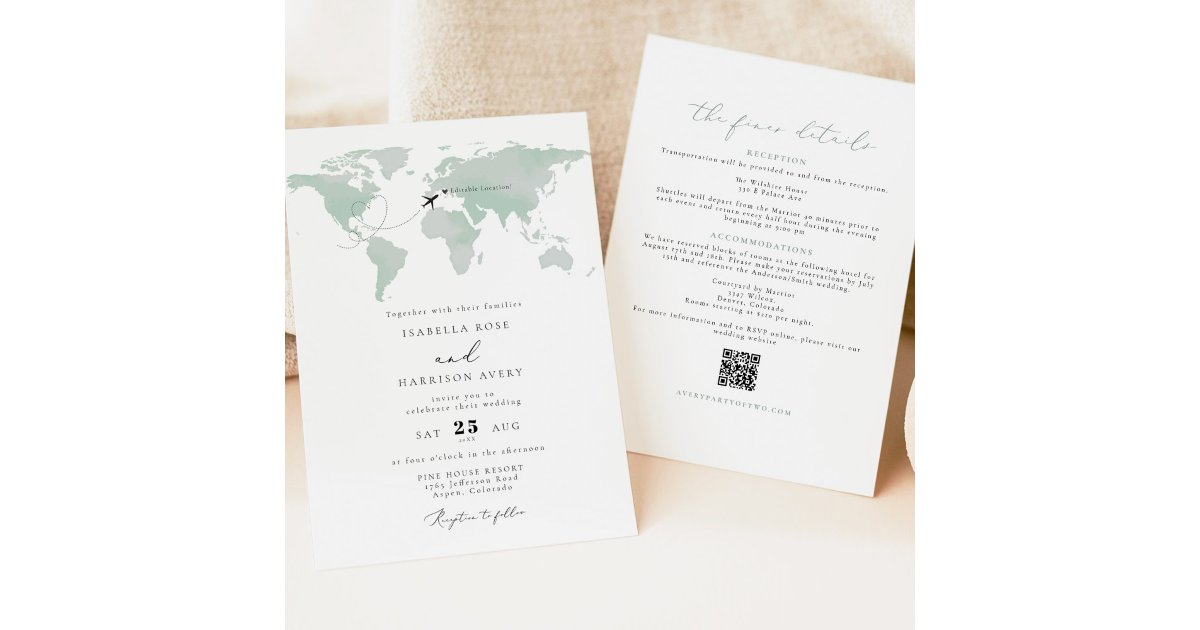 CARMEN Sage Destination Watercolor Map Travel Invitation | Zazzle.co.nz