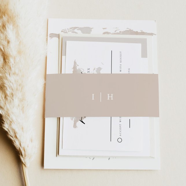 CARMEN Simple Minimalist Cream Beige Wedding Invitation Belly Band (Creator Uploaded)