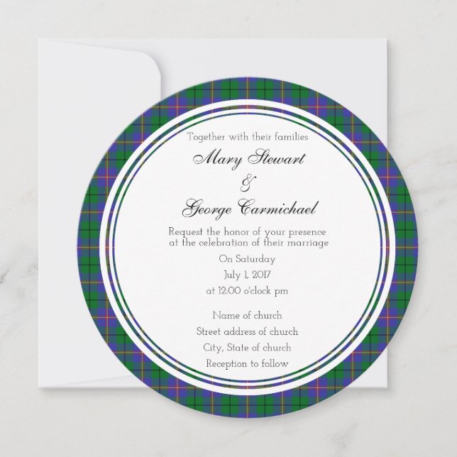 Carmichael Scottish Wedding Round Invitation (Front)