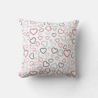 Carmin Red Grey Happy Hearts pattern