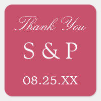 Carmine Magenta Wedding Favour Thank You Sticker