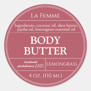 Carmine Pink & White Boho Cosmetic Product Label