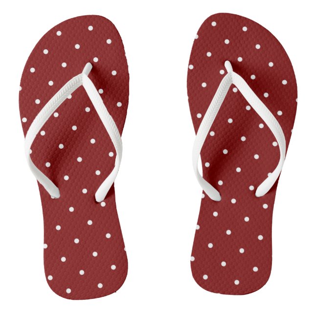 Carmine Red and white dots Jandals (Footbed)