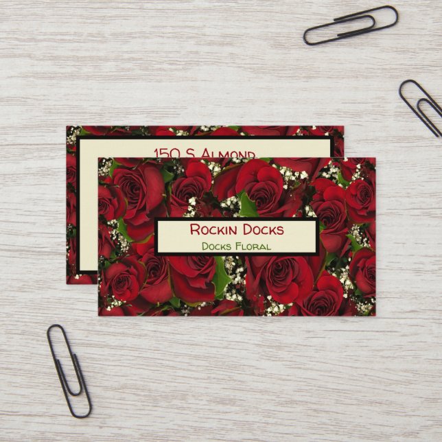 Carmine Roses Business Card (Front/Back In Situ)