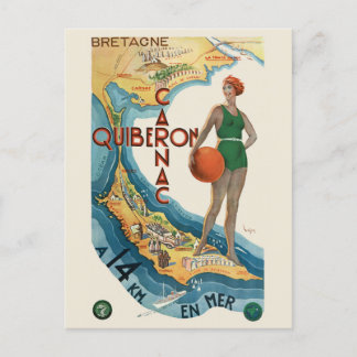 Carnac - Quiberon France Vintage Poster 1930 Postcard