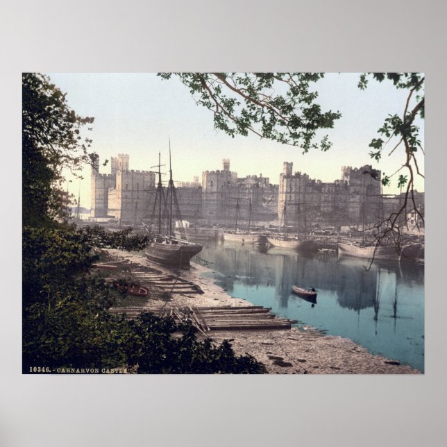 Carnarvon Castle 1905, Vintage Wales Poster (Front)