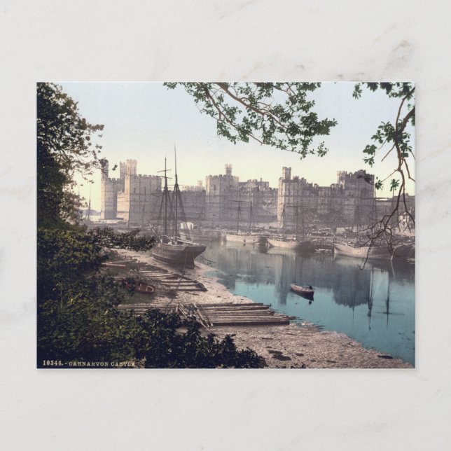 Carnarvon Castle Wales, vintage postcard (Front)