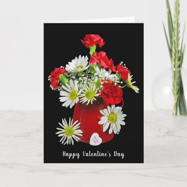 Carnation and Daisy Valentine's Bouquet Holiday Card (Front)