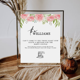 Carnation Boho Wedding Telephone Audio Guestbook Pedestal Sign