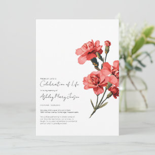 Carnation Celebration of Life Funeral Invitation