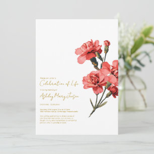 Carnation Celebration of Life Funeral Invitation