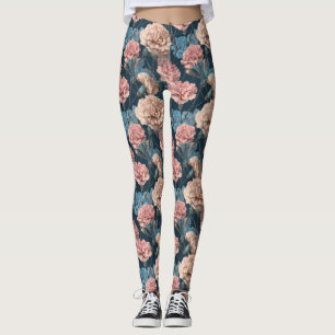 Carnation Flower Cardio Carnation Floral Moms Day  Leggings