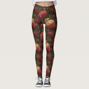 Carnation Flower Gym Wear Carnation Themed  Leggings