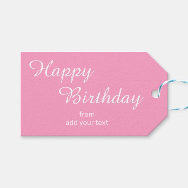 Carnation Flower Pink Birthday Gift Tags (Front (Horizontal))