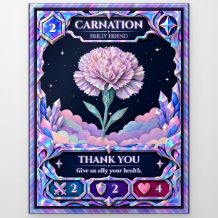 Carnation Flower, Rainbow Foil Art Postcard
