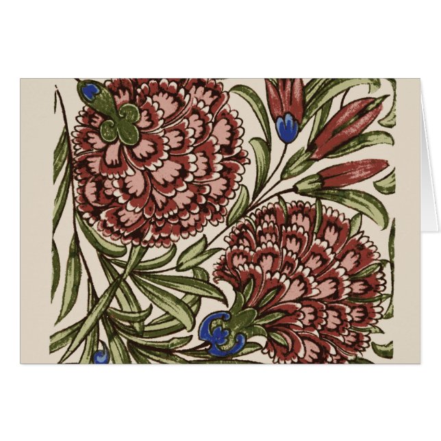 Carnation Flower Tile Antique Art (Front Horizontal)