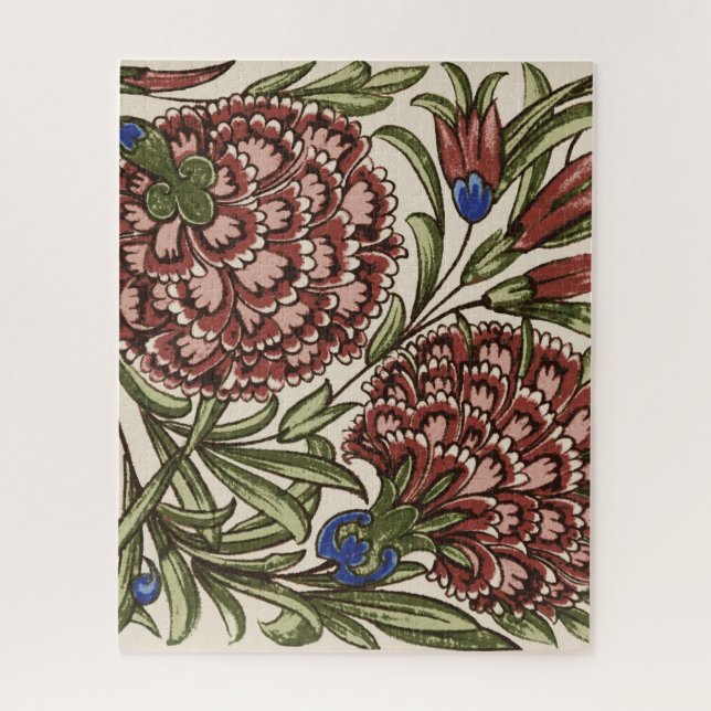 Carnation Flower Tile Antique Art Jigsaw Puzzle (Vertical)