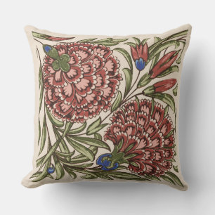 Carnation Flower Tile Antique Rustic Art Cushion