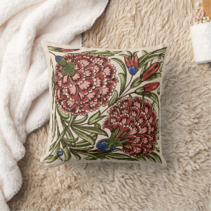 Carnation Flower Tile Antique Rustic Art Cushion